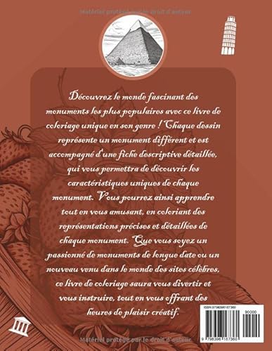 Les monuments du monde Livre de coloriages pour enfants et adultes: Coloriez les monuments les plus