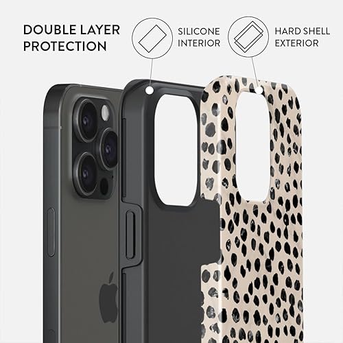 Miniatura 2 de BURGA Funda para teléfono compatible con iPhone 15 PRO MAX  Carcasa rígida híbrida de 2 capas + funda protectora de silicona  Patrón de lunares