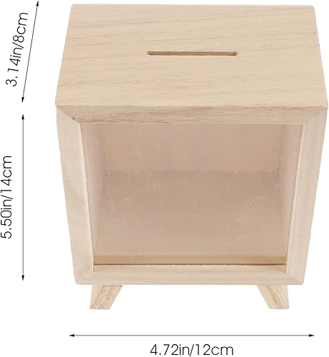 Miniatura 7 de SAFIGLE Alcancía de madera transparente para adultos, caja de ahorro de monedas, tarro de ahorro de dinero transparente para niños y niñas, alcancía