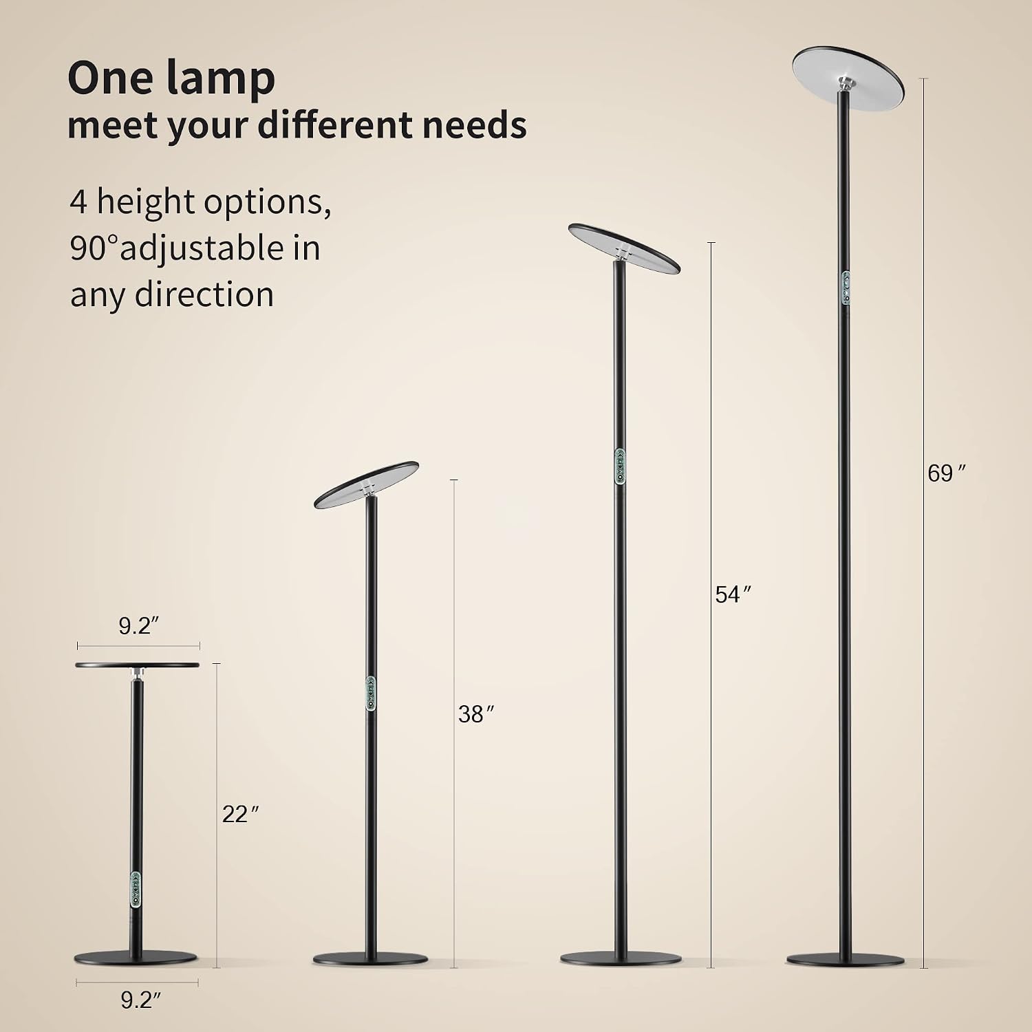 Four different height configurations of the Chiphy LED Floor Lamp.