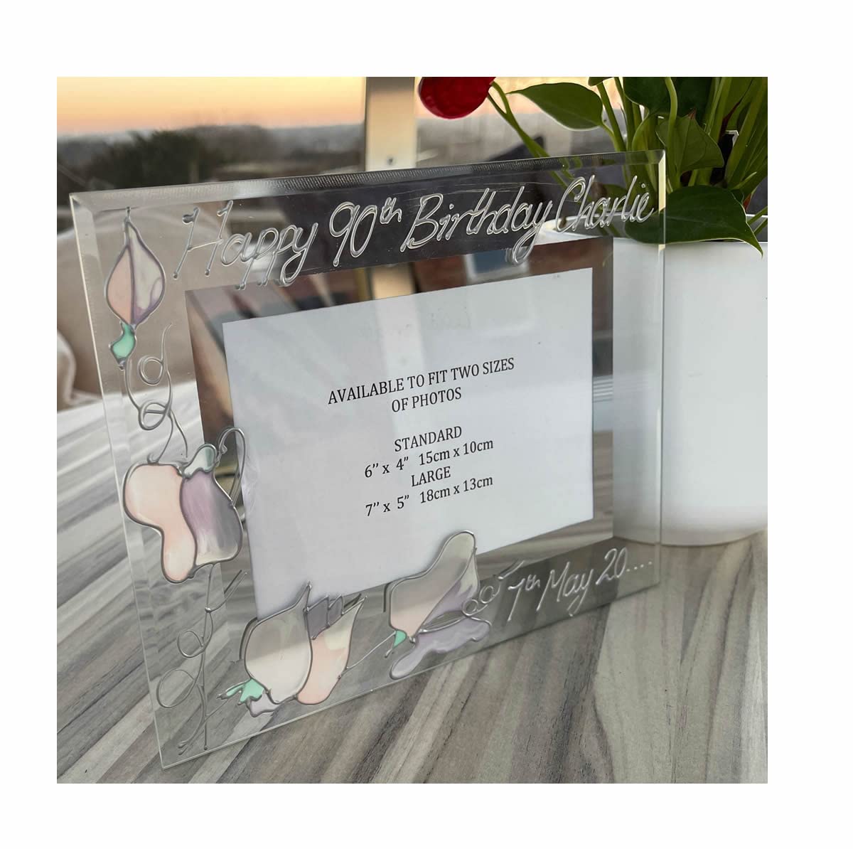 Dreamair Personalised 90Th Birthday Gift Frame Sweet Pea (Land) Maximum 15 Characters