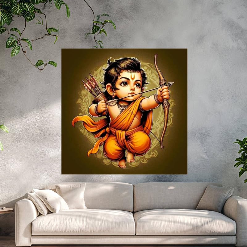 Image of British Terminal Cute little Bal Gopal Baby God Krishna| Kanha Ji | Laddu Lord Makhan Chor Painting Religious Poster for Pregnant Women for wall (matt thin vinyl,sticker,multicolor,unframed)| bj175