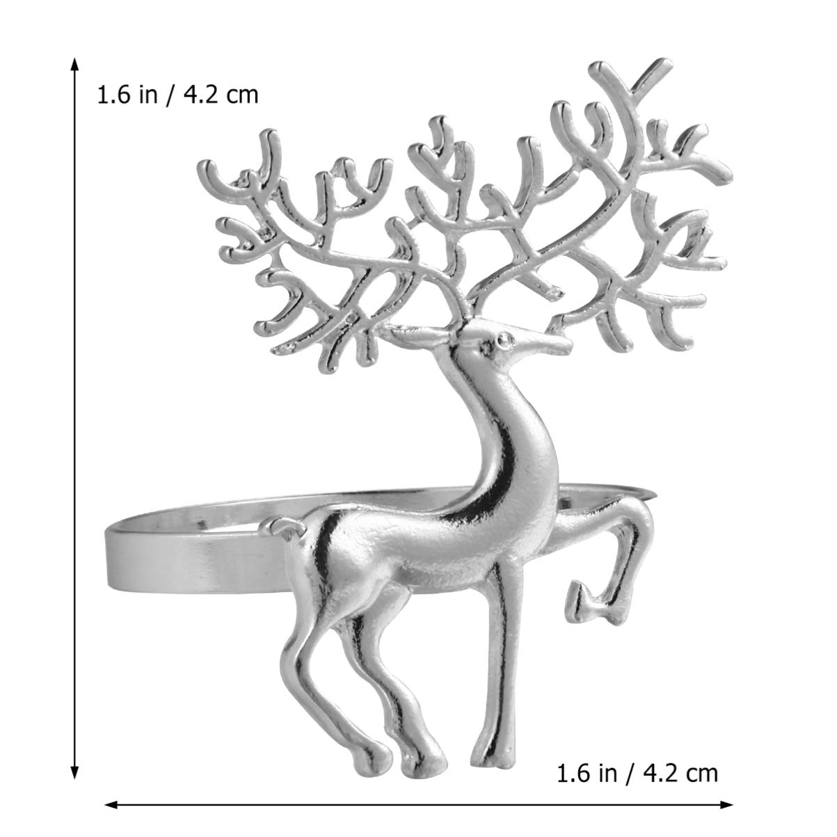 Christmas Deer Napkin Ring Holder Reindeer Napkin Rings Decoration for Christmas Wedding Dinner Party Ornament 6pcs(Sliver)