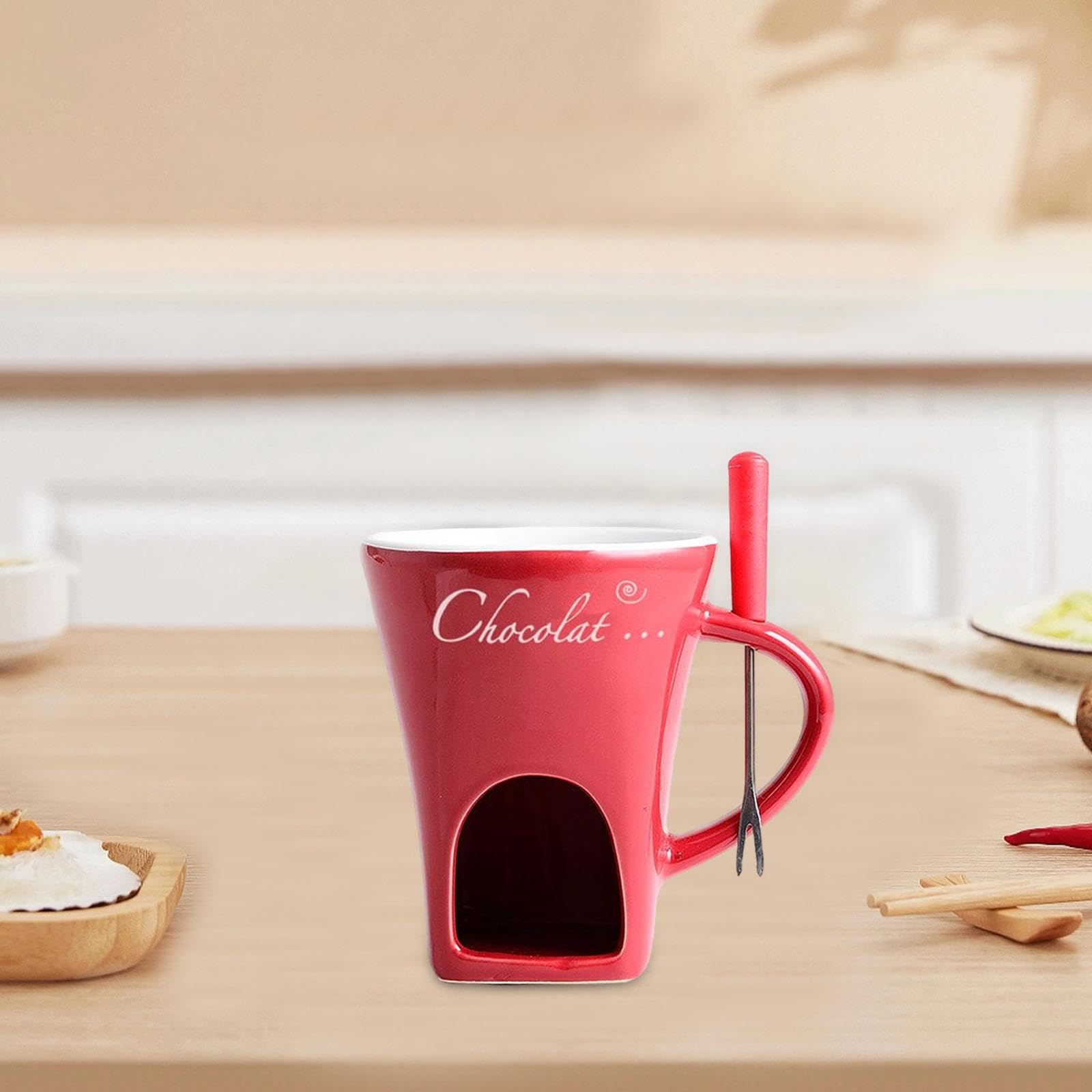 perfk Tazza per fonduta Tazza per fonduta Scaldaburro Tazza per sciogliere caramelle e cioccolato 130 ml per cucina Anniversario Tapas Dessert Fidanzamento, Rosso