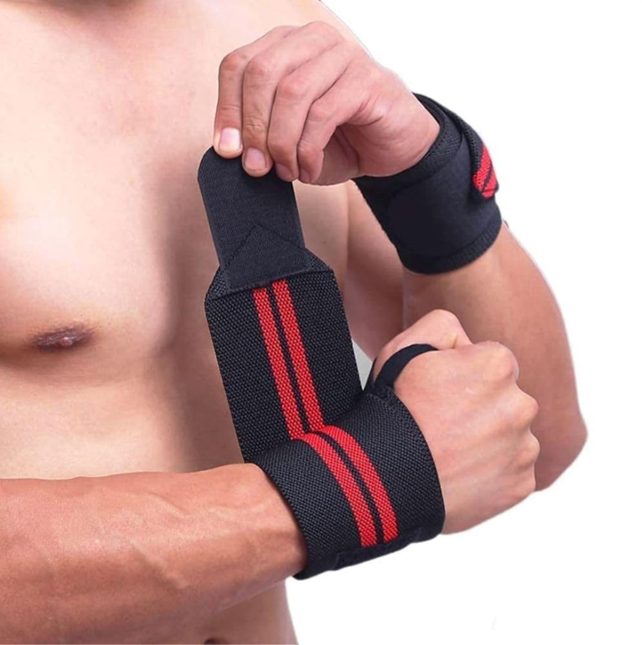 WOYR Premium Wrist Bands For Men Women Wrist Support Wrist Strap For Gym Wrist Support (Black) (Red)-image-47