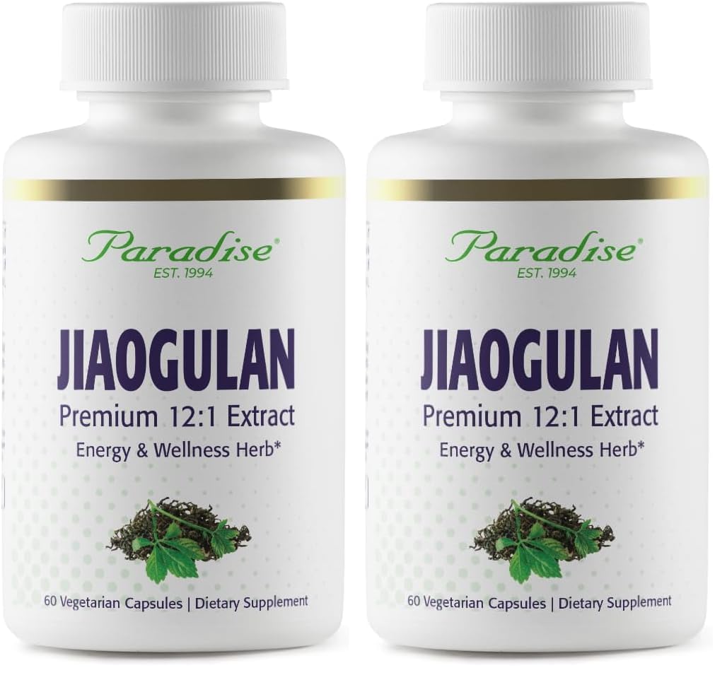 Paradise Herbs Jiaogulan, Vital Energy Adaptogen, Active Whole Spectrum, Super Potent, Ultra Pure, Vegan, Non-GMO, Gluten Free 60 Vegetarian Capsules (Pack of 2) 60 Count (Pack of 2)