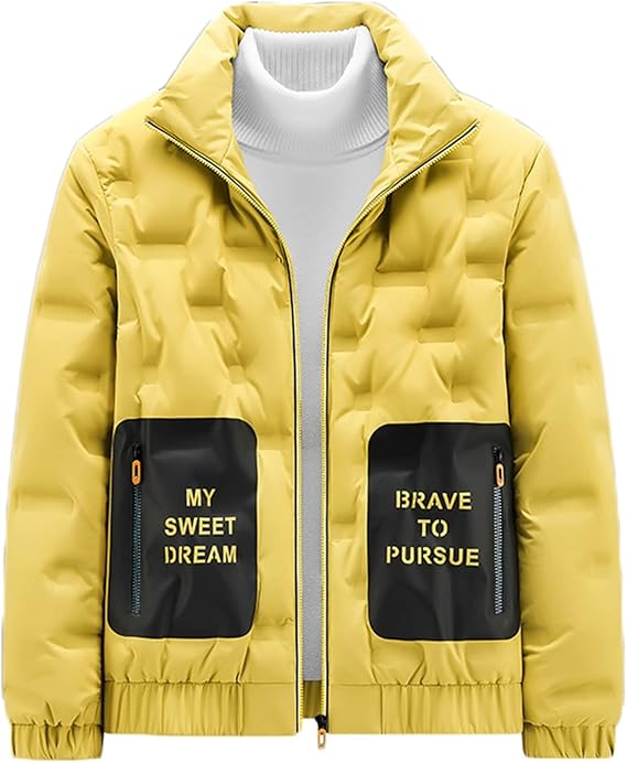 Amazon メンズ ダウンジャケット ブルゾン 冬服 切り替え プリント カッコイイ ファッション 保温性 寒さ対策 シンプル カジュアル 厚手 タートルネック コンフォート 柔らかい 防風 軽量 大きいサイズ 通学 学生 お出かけ コート ジャケット 通販