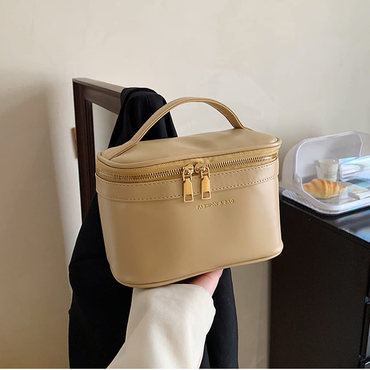 Neceser De Maquillaje para Mujer Estuche De Cosméticos Portátil Neceser Multifunción Neceser Lavable Kit De Viaje Organizador para Amantes del Maquillaje Y Viajeros,Marrón