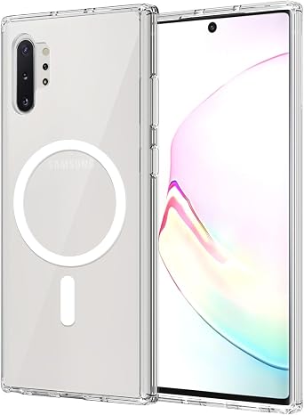 for Samsung Galaxy Note 10 Plus Case Magnetic, [Compatible with Magsafe] 6.8-Inch Note 10+ Slim Fit Wireless Charging Shockproof Anti-Slip TPU and PC Transparent Protective Phone Cover, Clear