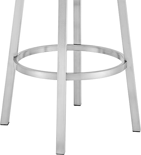 Miniatura 19 de Armen Living Madrid - Taburete giratorio de 30 pulgadas de altura de barra de cuero sintético gris moderno y acero inoxidable cepillado para Gris y