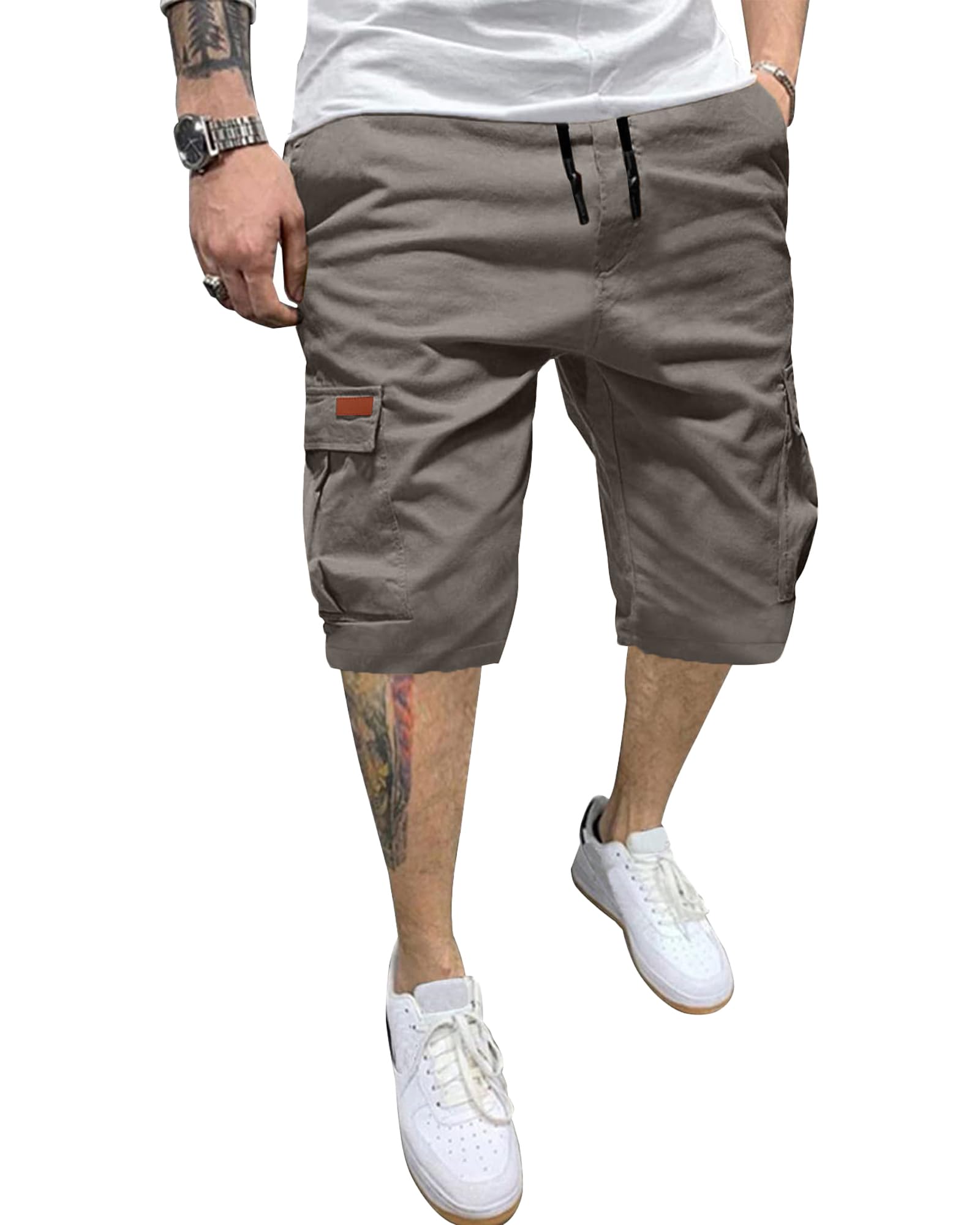 YAOHUOLE Cargo Short Homme Elastique Bermuda Homme Travail Short Militaire Outdoor Multi Poches