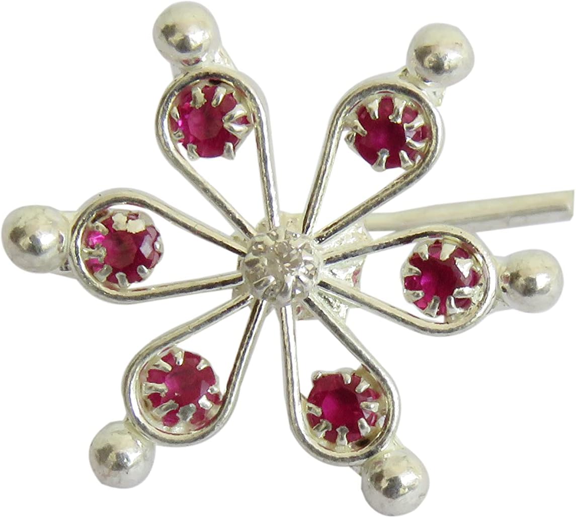 925 Sterling Silver Nose Stud Indian Nose Stud Crystal Nose Pin Indian Body Nose Jewelry Ruby Nose Ring Woman Nose Hoop Diamond Nose Hoop