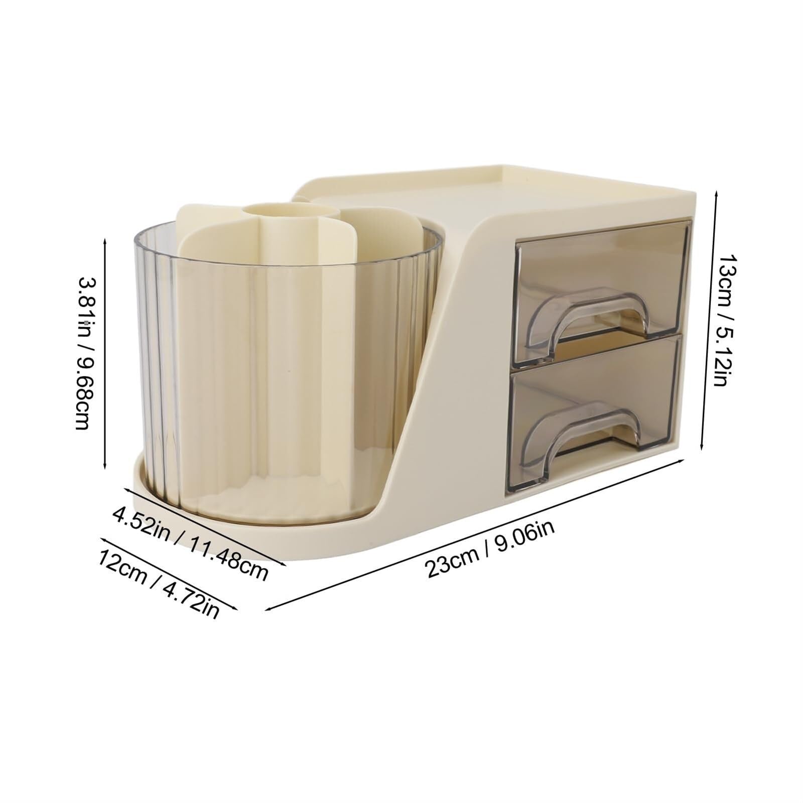 Herramientas Maquillaje Organizador De Escritorio Giratorio con Cajones, Caja Almacenamiento Cosméticos Multifuncional, Maquillaje Uso Diario(Yellow)