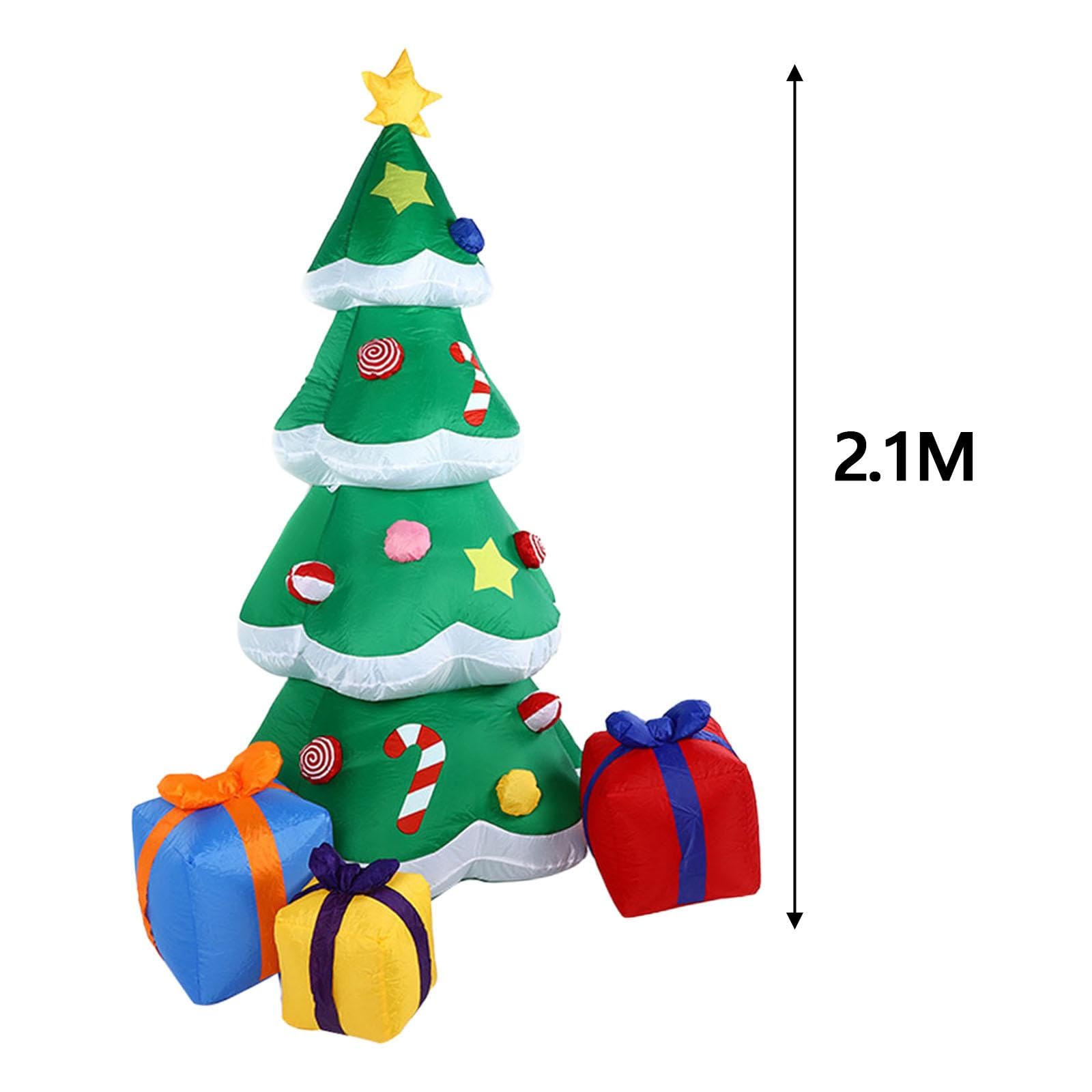 Weihnachtsbaum Aufblasbar mit Licht Gartendekoration Polyester Baum Beleuchtet Ornaments Outdoor für Fest Park Heimdekoration 2.1m