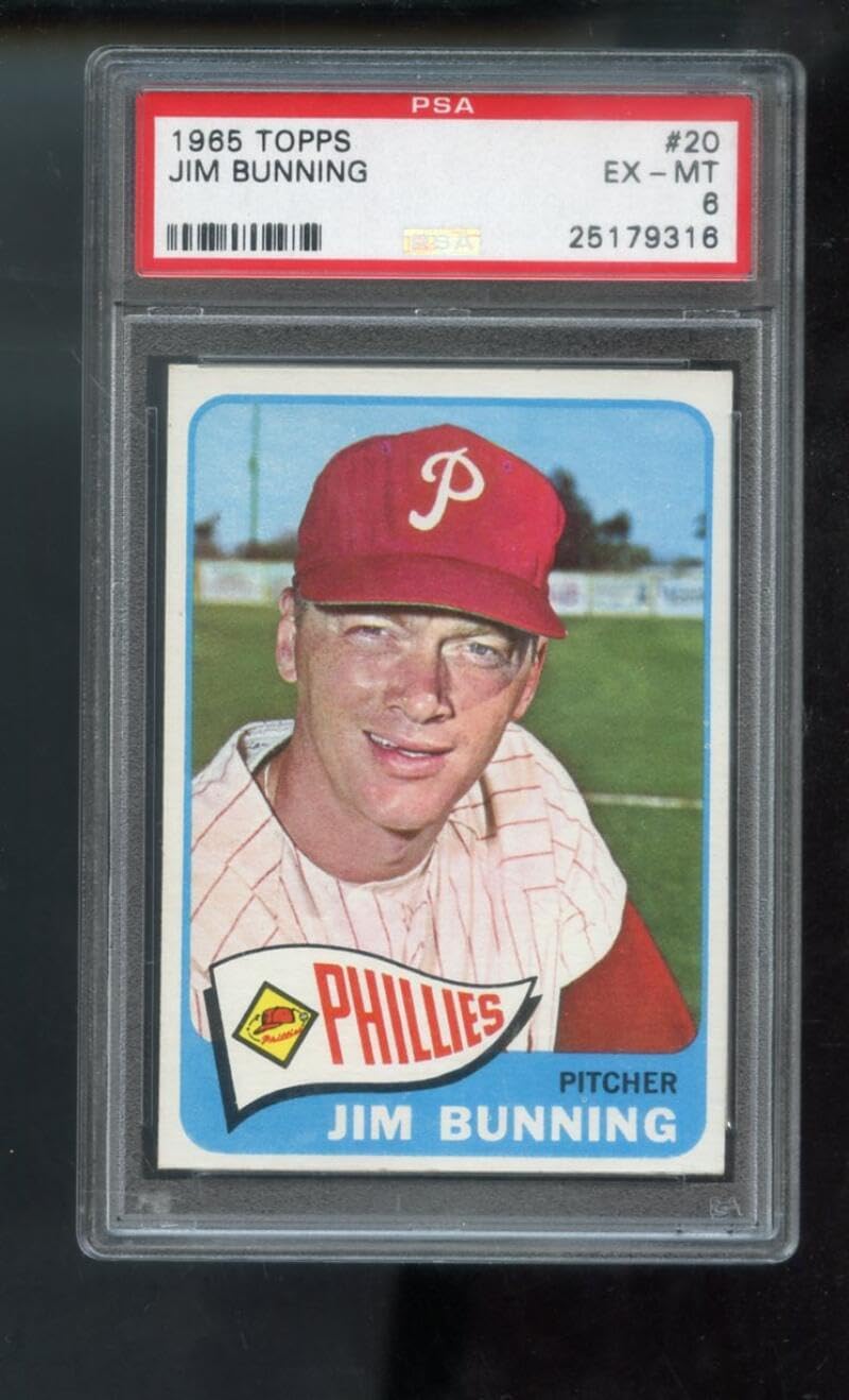 1965 Topps #20 Jim Bunning PSA 6 Graded Baseball Card MLB Philadelphia Phillies