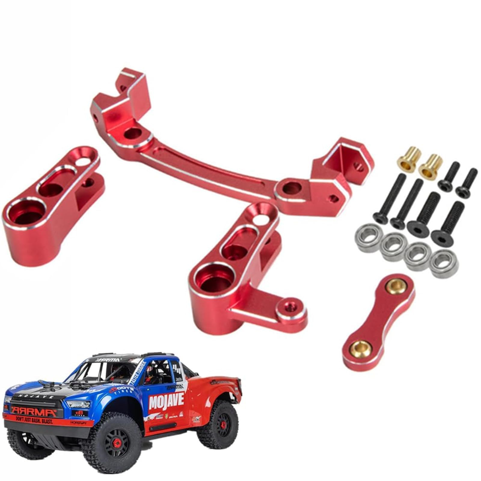 Hobbypark Aluminum Steering Parts Set (Steering Bell Crank, Ackermann Link) For Arrma 1/10 Granite 4X4,Typhon, Big Rock, Senton, Replaces AR340132 (Black - View #8