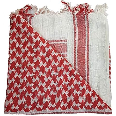 100% Cotton Red And White Shemagh Arab Keffiyeh Headscarf Face Cover Unisex Desert Shawl Hijab Scarf Cover