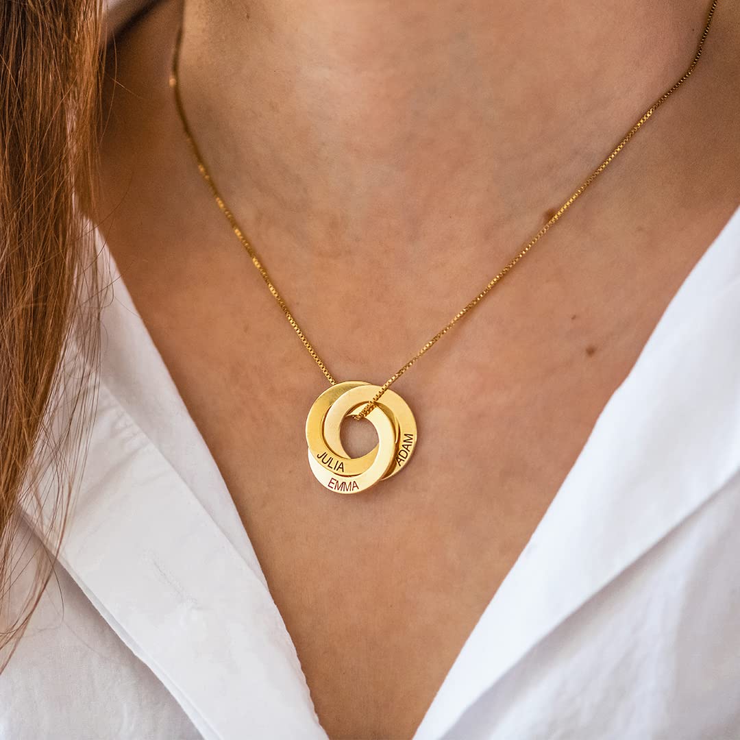 MyNameNecklace MYKA Collar Anillo Ruso Grabado - Regalo Personalizado para Ella, Regalos para Mujer