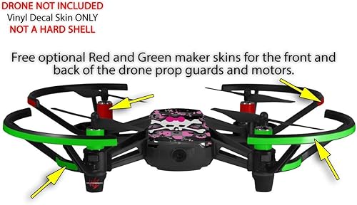 Miniatura 3 de Skin Wrap 2 Pack para DJI Ryze Tello Drone lazo rosa calavera Drone No Incluidas
