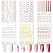 Nastri Adesivi Unghie Striping French Decorazioni Accessori Adesivi per Unghie Decalcomania Linea per Manicure Donne Ragazze Oro Rosa Argento 6 Fogli