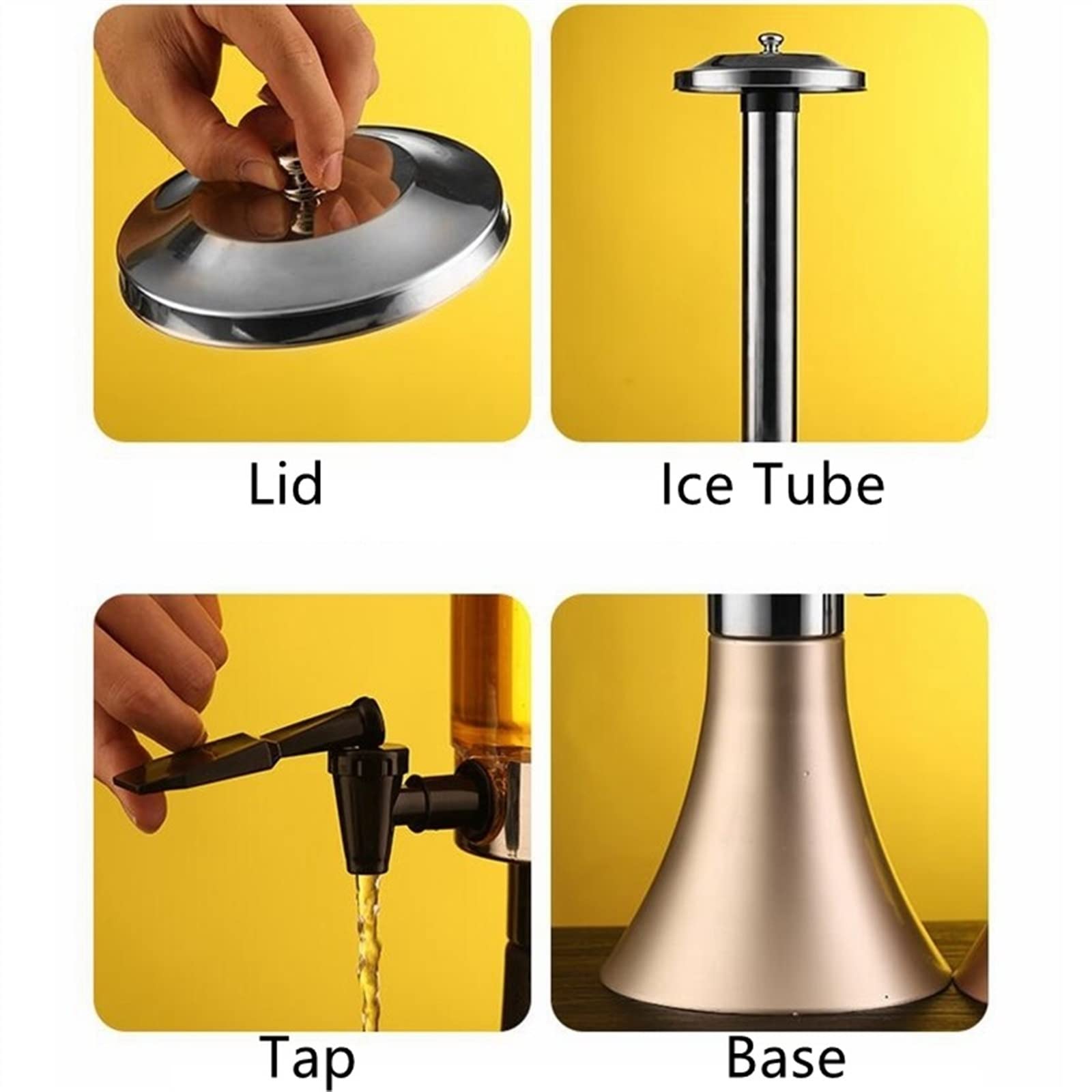 Dispensador de torre er de 3 litros, dispensador de torre de cerveza, enfriador de mesa y dispensador de bebidas, torre de cerveza con tubo de hielo, barra de enfriamiento para fiesta, bar, restaurant