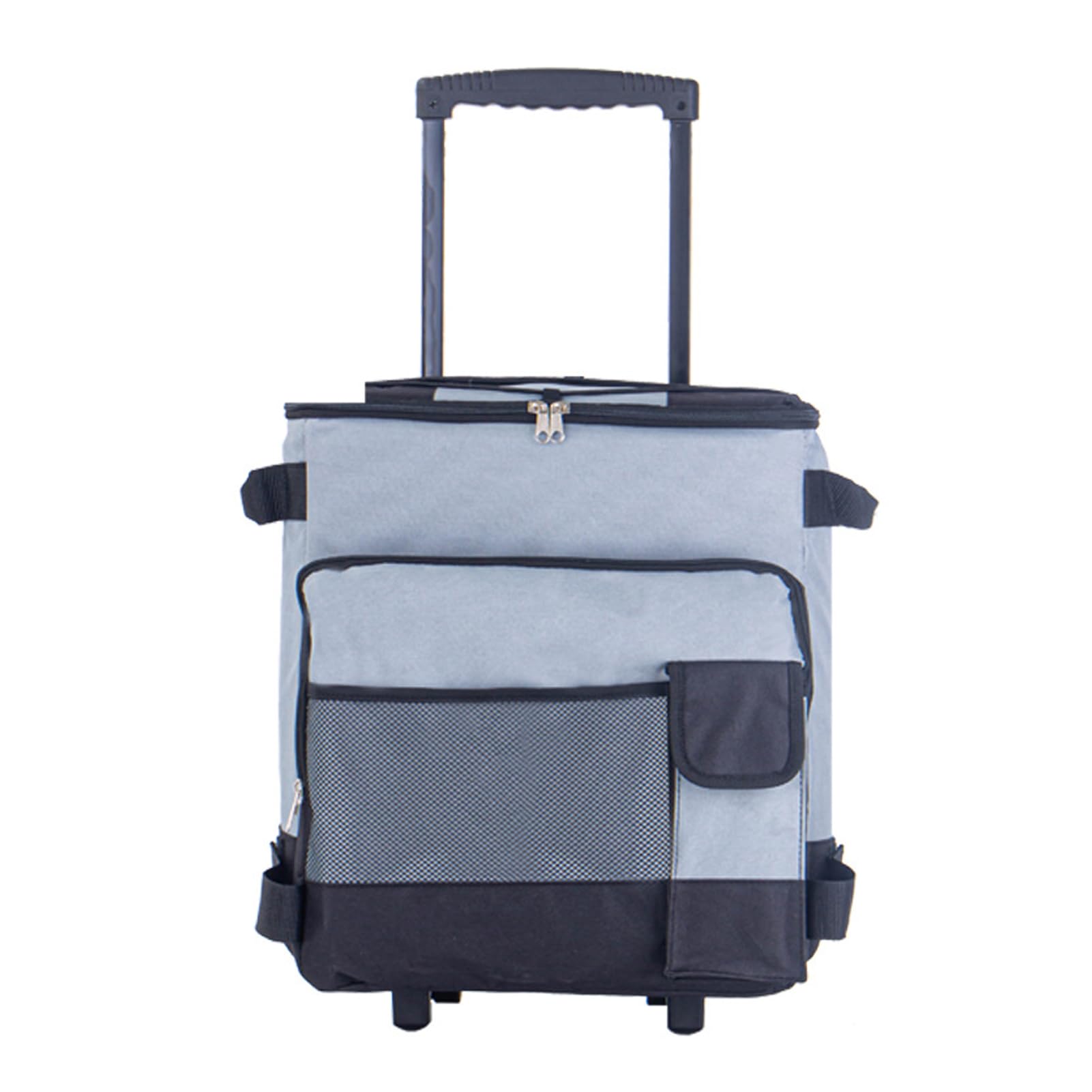 Borsa termica da 43 litri con asta - Borsa da picnic portatile con cerniera di grande capacità in PP, resistente al tessuto Oxford, grigio