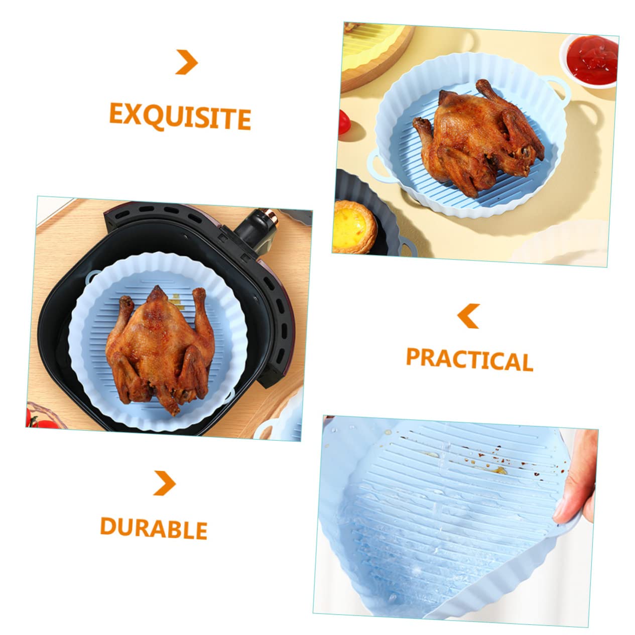 DECHOUS Silicone Frying Pan Mat for Air Fryer Non-stick Baking Sheet Oven Liner Fryer Life Safe Washable