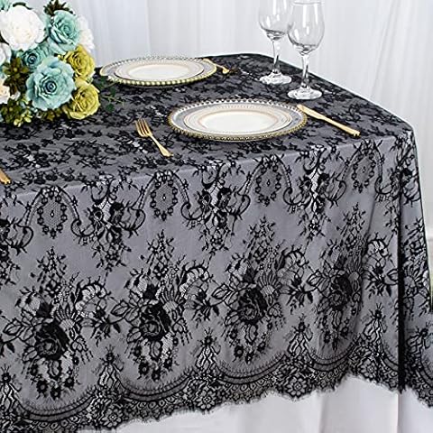 Mantel de encaje negro de 60 x 120 pulgadas Cover