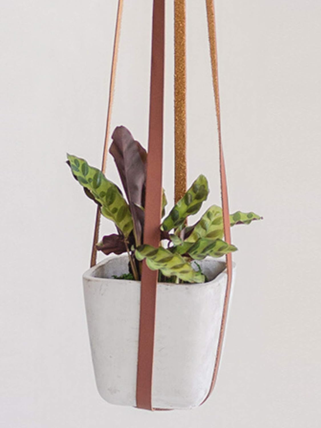 Leather Plant Hanger Vegan Premium PU Straps Adjustable Length, Mahogany Brown Planter Holder for Indoor Plants, Hang from Wall Ceiling Window Modern Boho Home Decor Simple Hanging Planters Pot Basket