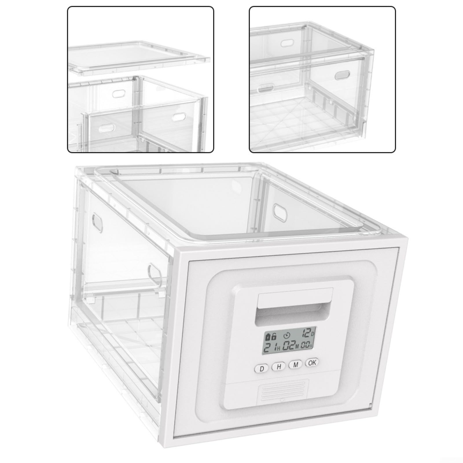 Scatola con serratura digitale temporizzata con serratura a combinazione, contenitore in ABS trasparente per farmaci, snack, tablet, timer programmabile per conto alla rovescia da 0 a 12