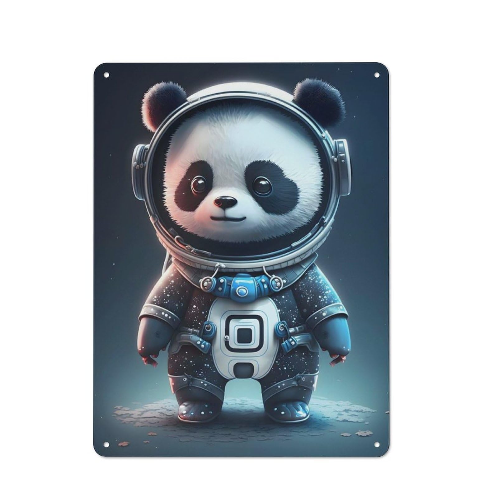 Junmoney Astronaut Panda Bear Old Style Vintage Metal Sign 40X30cm, Bar Wall Plaque For Pub, Home Bar, Shed Or Man Cave