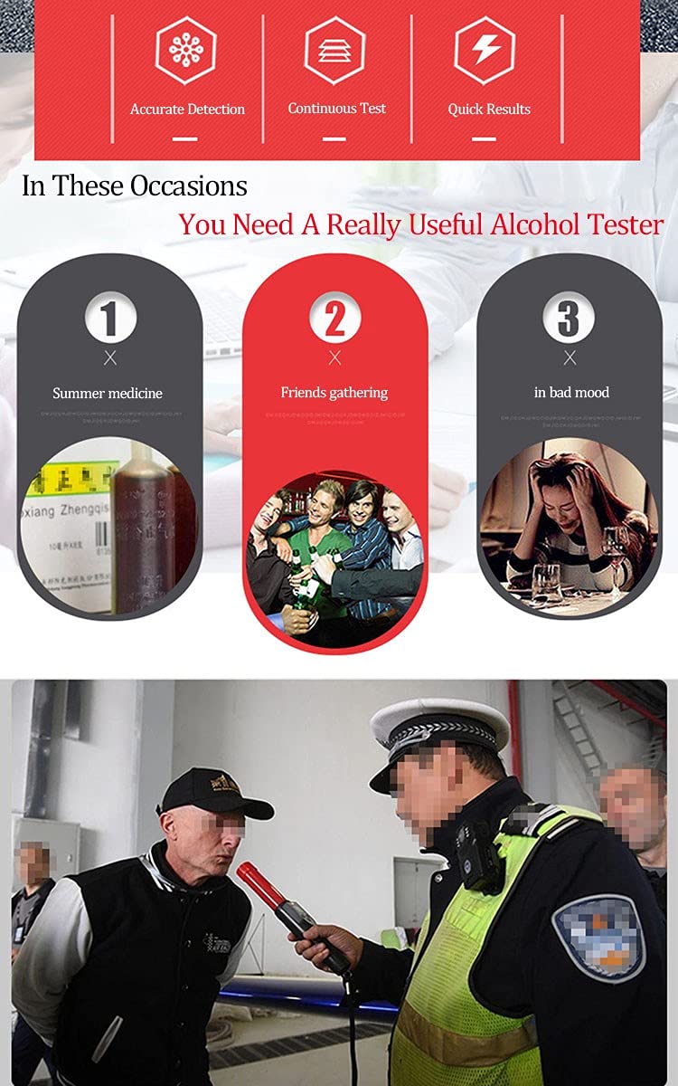 Tester alkoholu Cyfrowy alkomat Test Szybki wysokiej precyzji Wyświetlacz OLED Breathalyzer