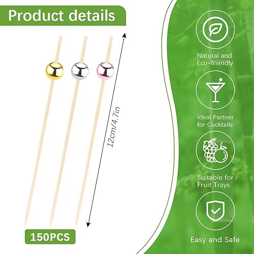 Miniatura 2 de Palillos de dientes con sabor para aperitivos, palillos de alimentos, palillos de hielo para romper hielo, 150 piezas de pinchos de madera para