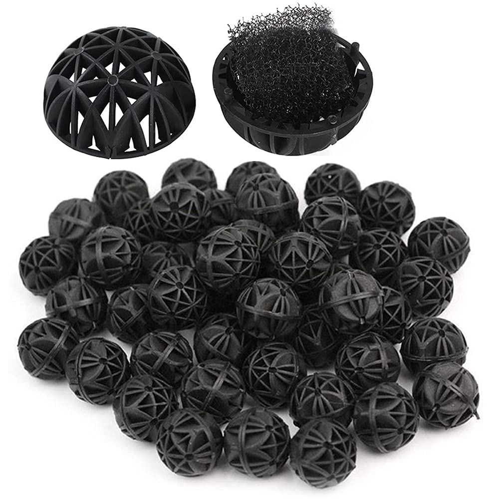 Ancllo 100Pcs Bio Porous Filter Biochemical Ball Filter Media Water Filter Material With Cotton For Fish Tank Pond Aquarium Waterfall Fountain(16Mm)