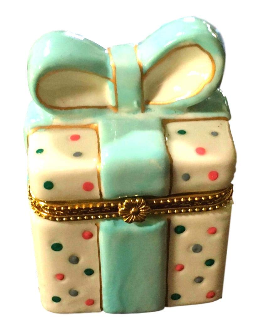 Art Gifts Blue Gift Box Bow Hinged Porcelain Trinket Box