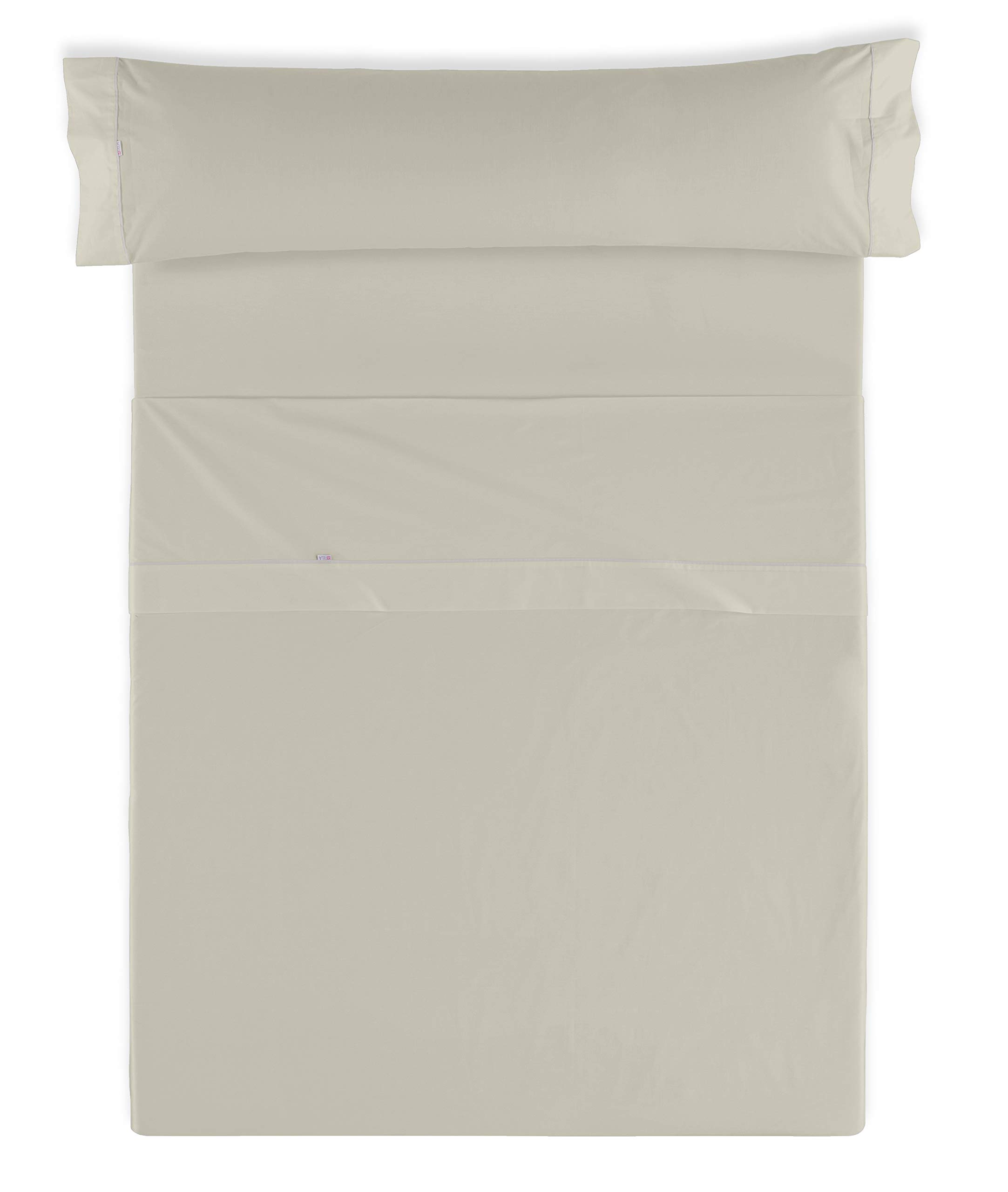 Juego de sábanas liso color piedra Cama de 150 (3 piezas) -50% algodón / 50% poliéster - 144 hilos. Gramage: 115