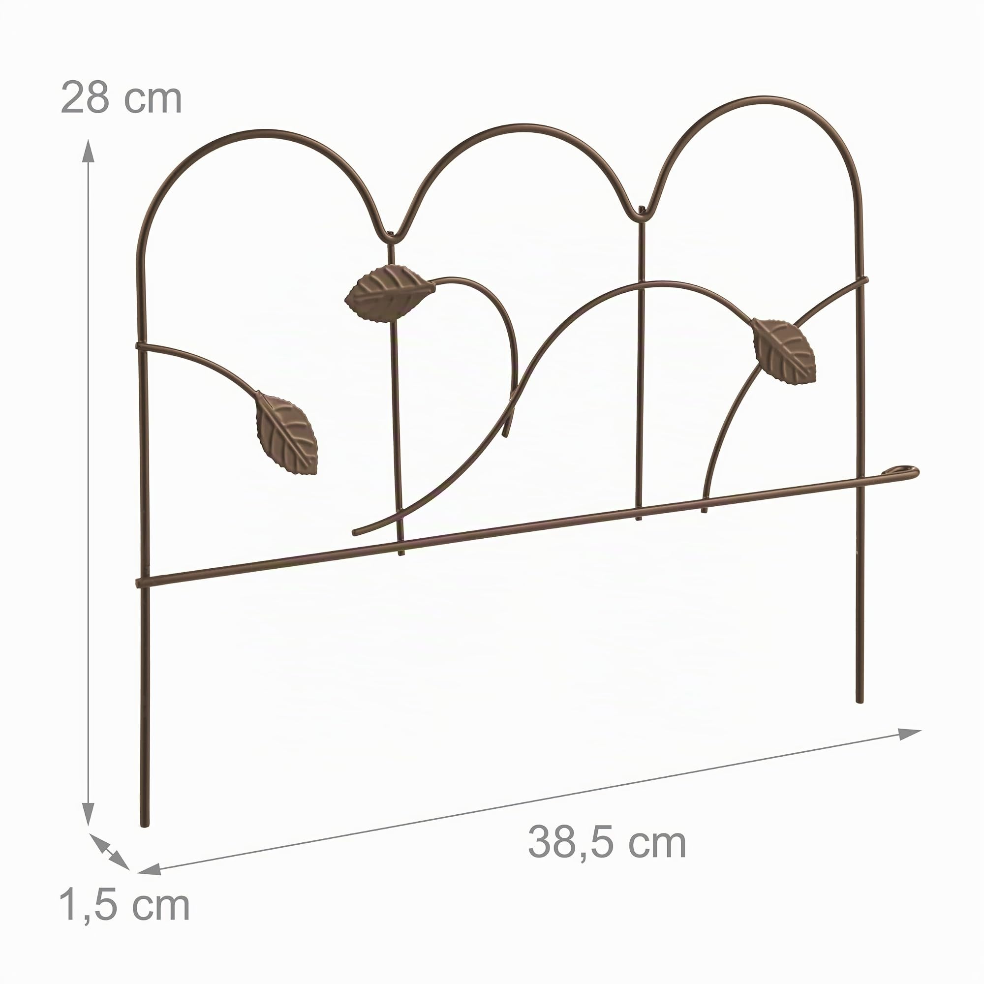 Relaxdays Bordure de Jardin, Lot de 4 éléments, métal, HxL : 28x38,5 cm chacun, extérieur, à Planter dans Le Sol, Bronze