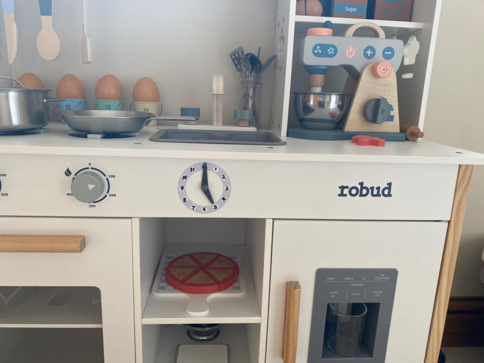 Robud Kitchen ROBUD Kids Play Kitchen, Wooden Toy Kitchen with Planting Box & Toaster ...