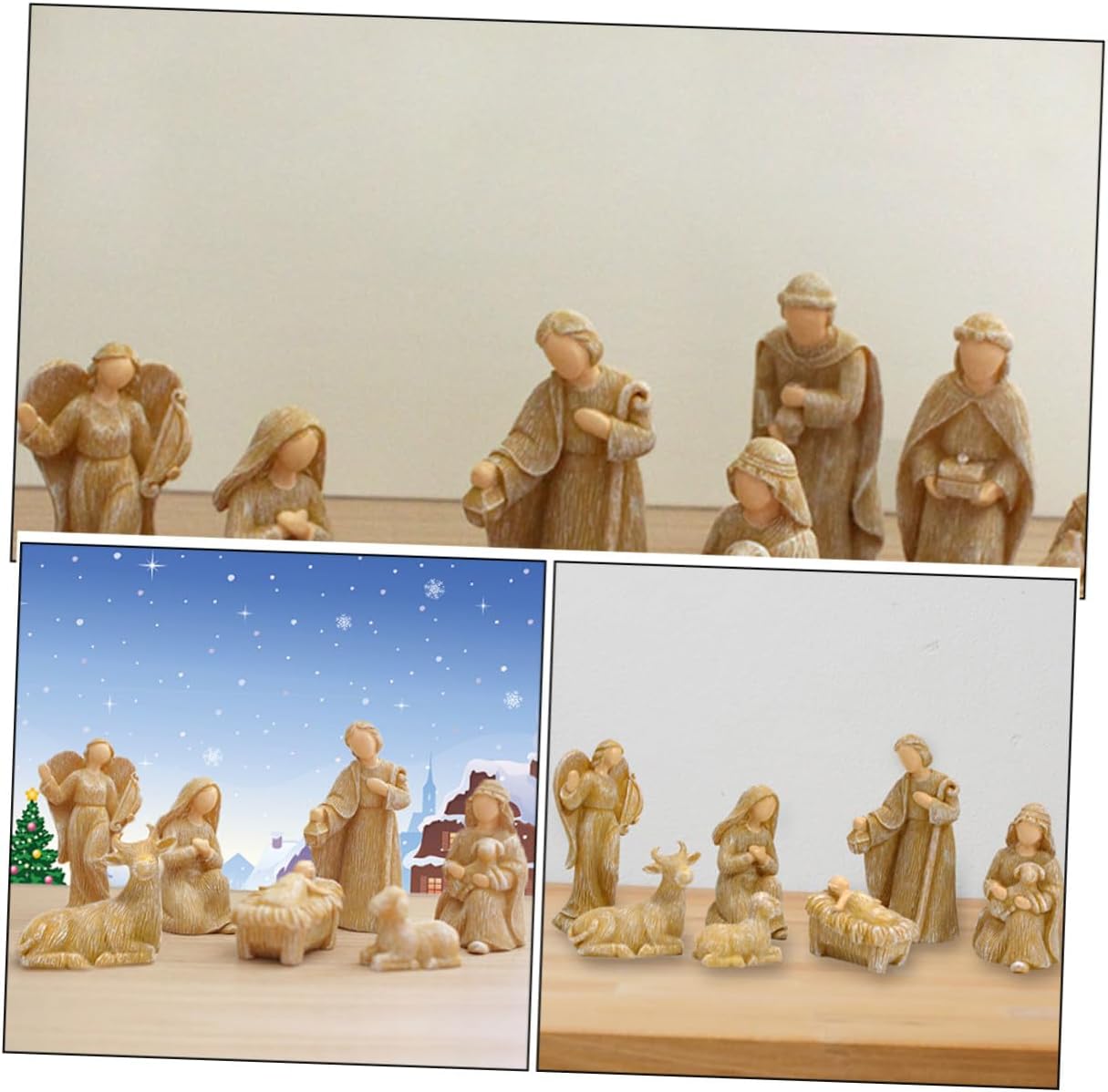 10pcs Resin Birth of Jesus Statues Nativity Set Christmas Decorations Religious Figurines for Indoor Holiday Tabletop Display