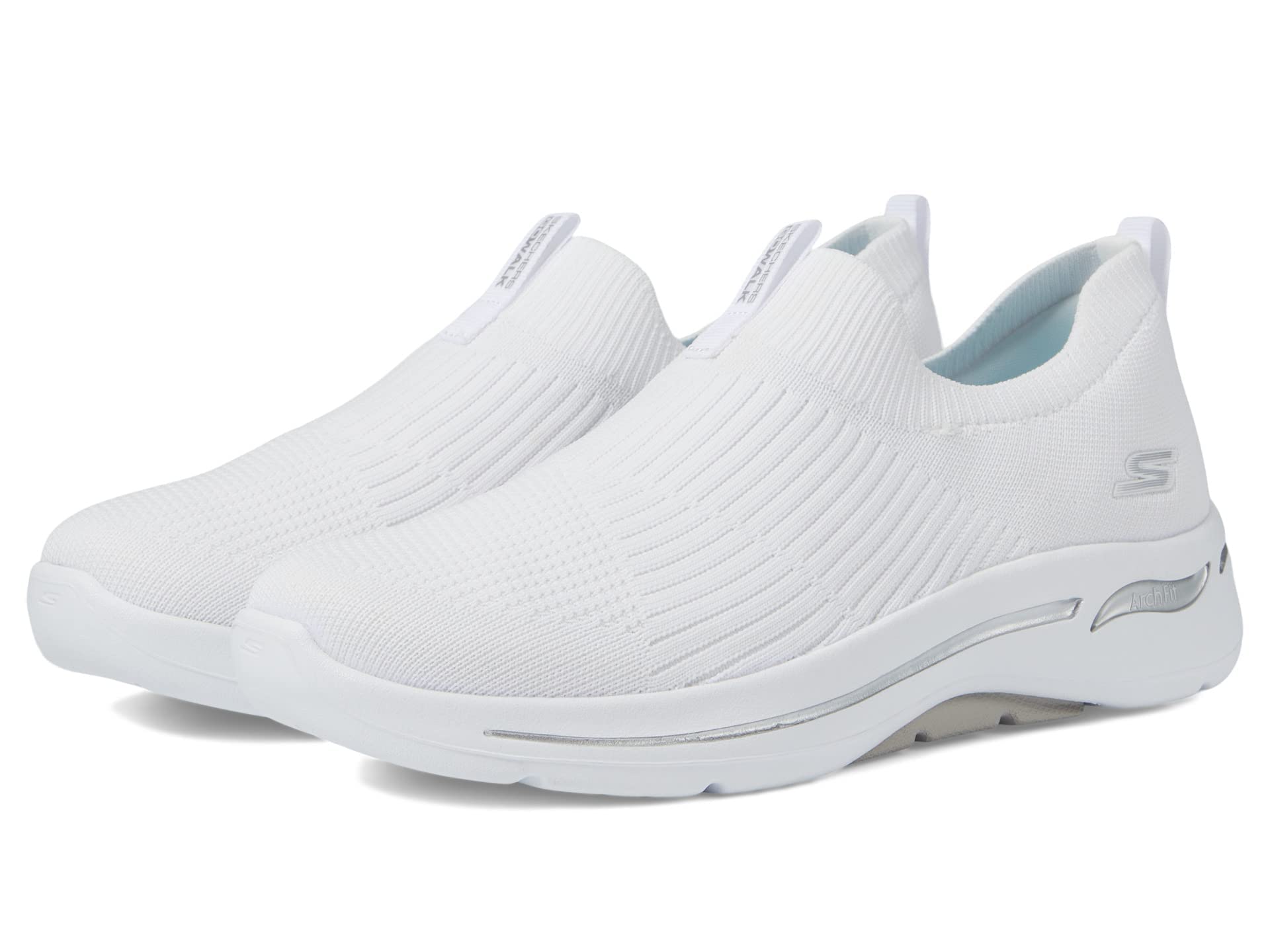 Skechers Go Walk Arch Fit Iconic, Zapatillas Mujer, Ribete Textil Blanco, 38.5 EU