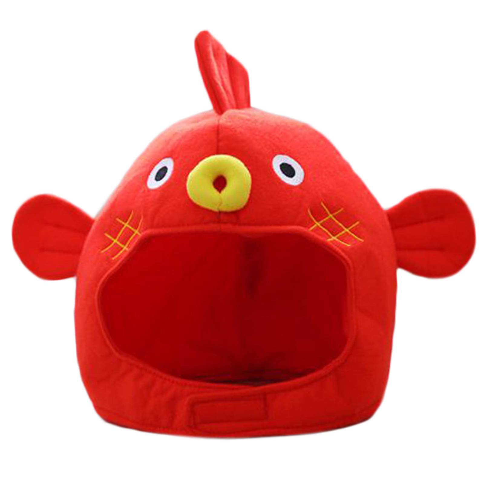 Montesy Halloween Funny Cartoon Puffer Fish Plush Hat Stuffed Toy Headgear Cosplay Props Hooded Hat, Red