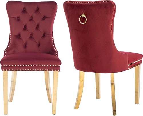 Miniatura 7 de Juego de 2 sillas de comedor modernas de mediados de siglo, sillas de cocina tapizadas en terciopelo color azul marino, sillas para cocina y 042