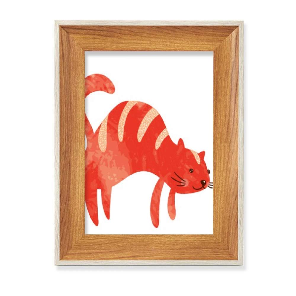 Cadre photo bois le gros chat rouge peinture aquarelle déco salon de thé