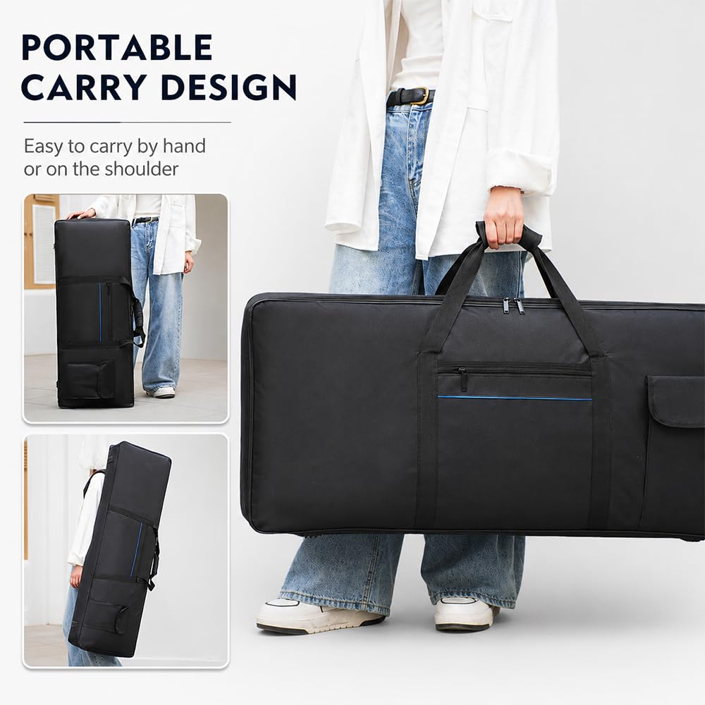 Borsa for Tastiera da 61 Tasti for Casio LK-125 2018-2026 | Custodia imbottita for tastiera elettronica a 61 tasti con maniglie e tasca portaoggetti