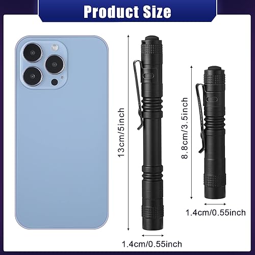 Miniatura 8 de Zhehao 30 linternas LED pequeñas con clip de aluminio táctico bolsillo linterna AAA funciona con pilas, mini linterna impermeable pequeña portátil