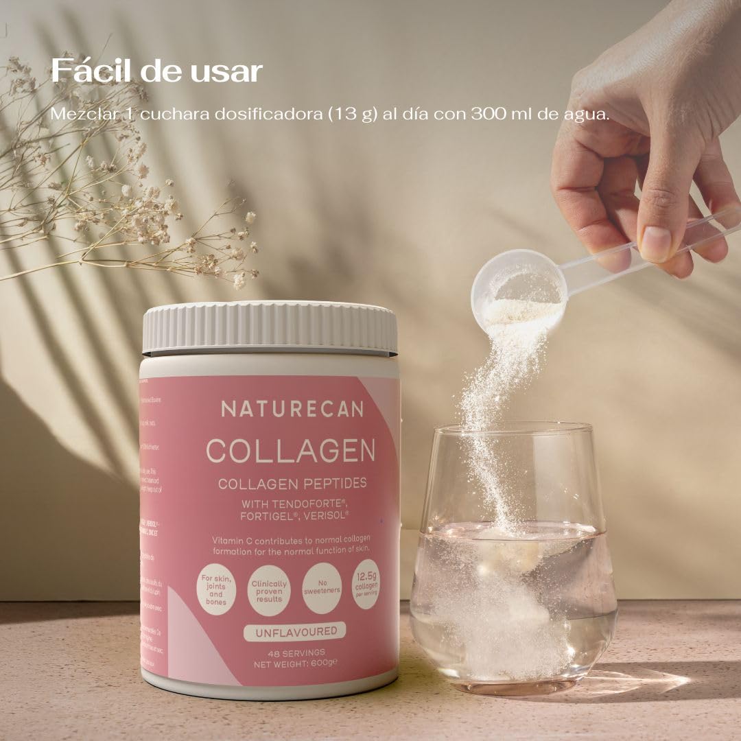 Naturecan Péptidos de Colágeno en Polvo, con TENDOFORTE®, FORTIGEL®, VERISOL®, Vitamina C, zinc y cobre (900 gr)