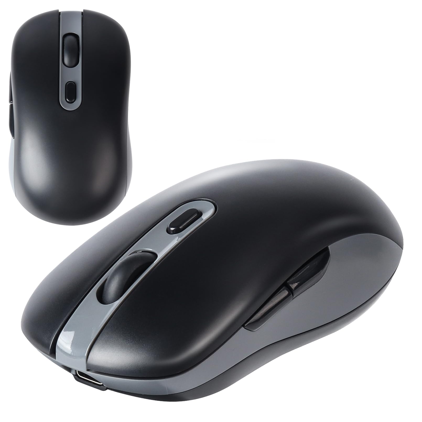 Thanice Bluetooth Wireless Mouse,3 Mode (Dual Bluetooth+USB) Rechargeable Computer Mice,Portable Optical Silent Cordless Mouse with USB Receiver,1600 DPI for Laptop,PC,Computer,Desktop(Black)