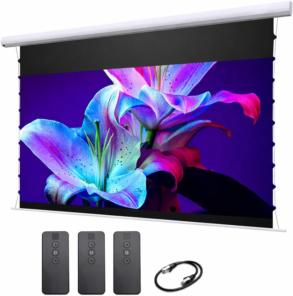 Elite Screens Starling Motorized Tab-Tension CLR 5, Swift-RC1,126-INCH Ceiling Light Rejecting (CLR) for Bright Rooms/Ambient Light Rejecting (ALR) UST Electric Projector Screen, STT126XH-CLR5