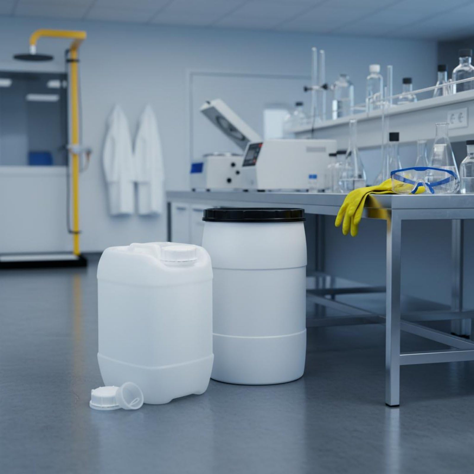 Gralara Bidón de Plástico Cuadrado Nivel Alimenticio Garrafa Apilable de Plástico Resistente Tanque de Almacenamiento HDPE para Laboratorio, Almacén, Fábrica, Azul, 25l-a-2