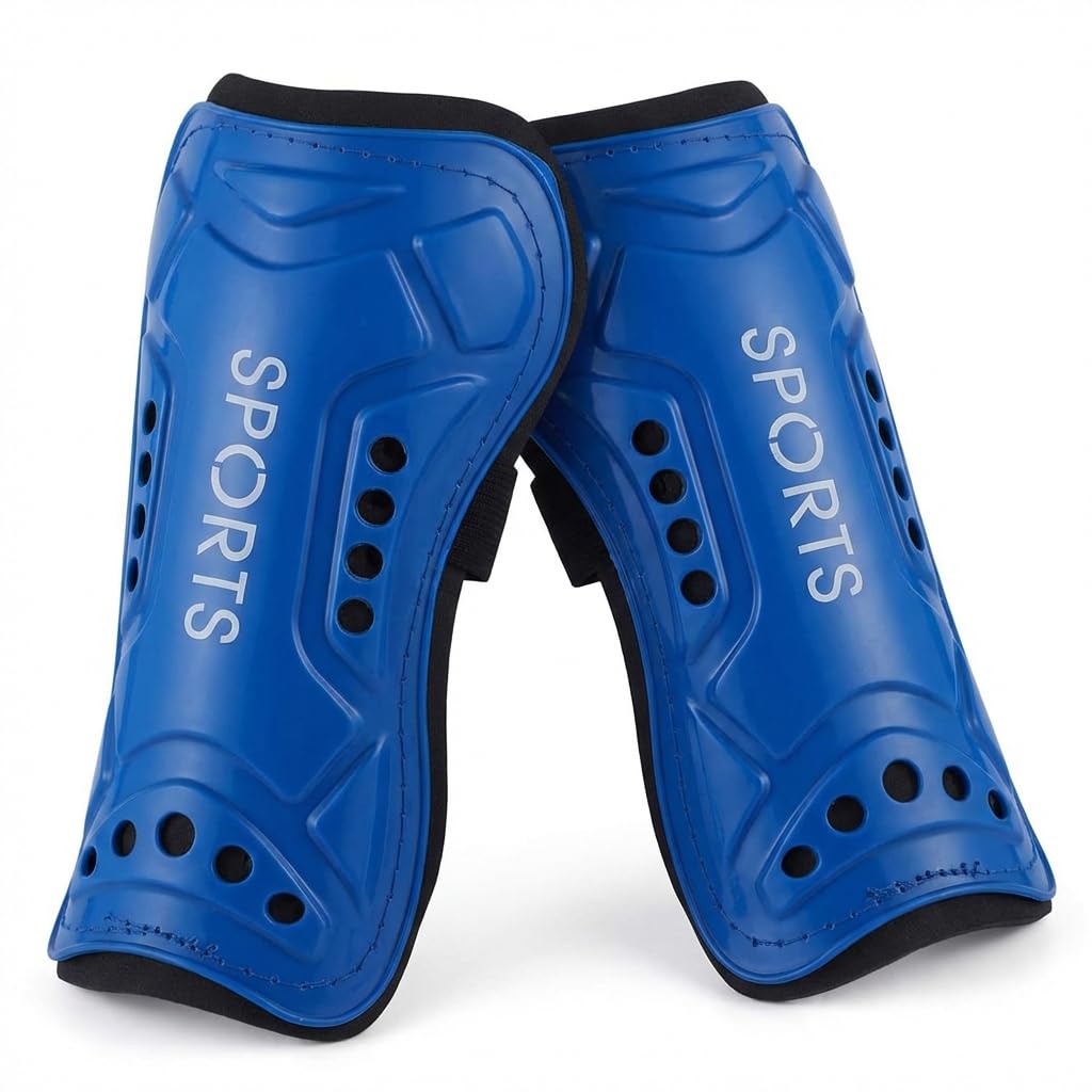 1 Pair Football Shin Pads for Men Women, Professional Adult Soccer Shin Guards with EVA Cushion, 19cm Extra Long Breathable Leg Calf Protective Gear for Football Games, Training and Sports (Blue)